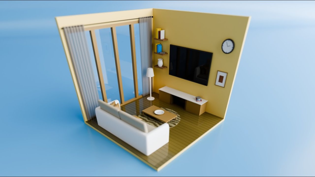 3d isometric room in blender