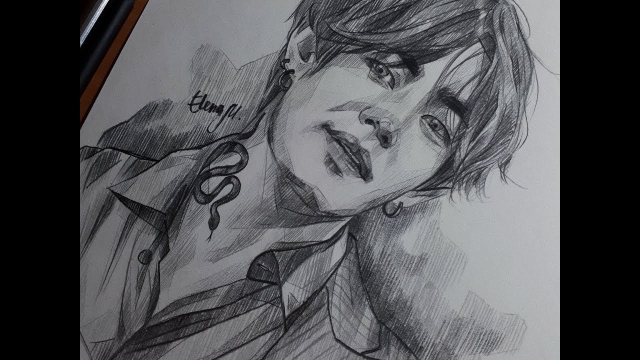 BTS V | Kim Taehyung graphite drawing by Elena Martynyuk