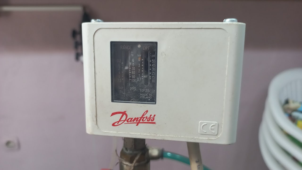 Регулировка реле давления и электрическое подключение / Danfoss