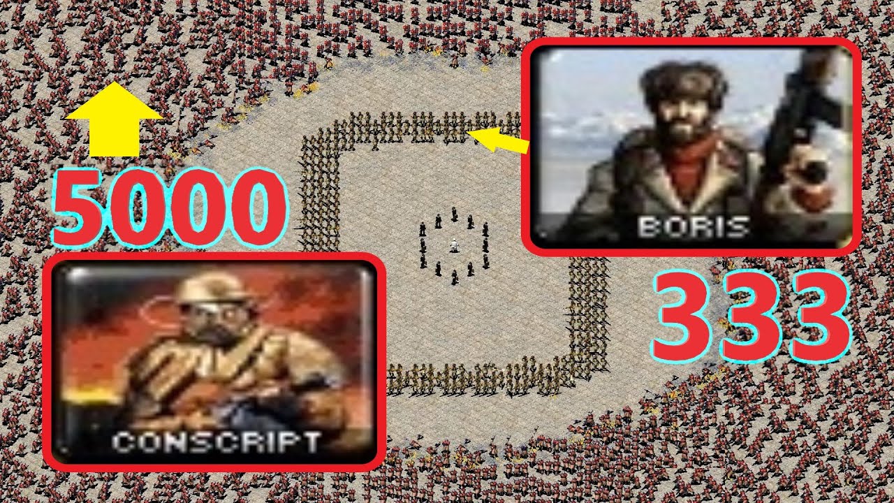 5k Conscripts surrounding Boris - Same Cost - Red Alert 2