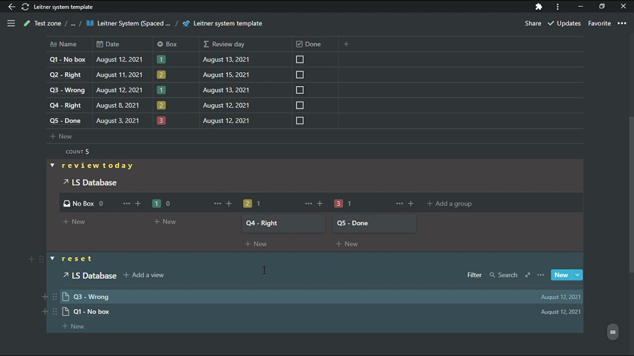 Leitner system template