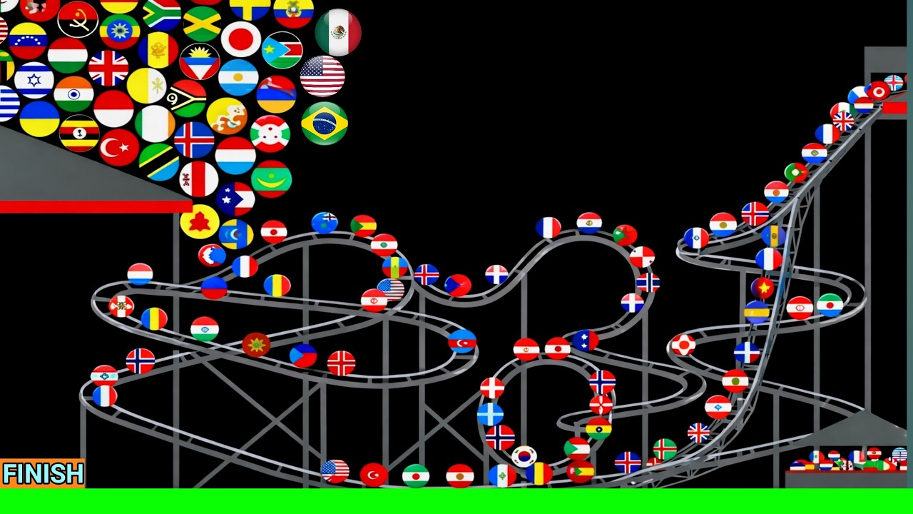 15 Countries Ultimate Race In Algodoo