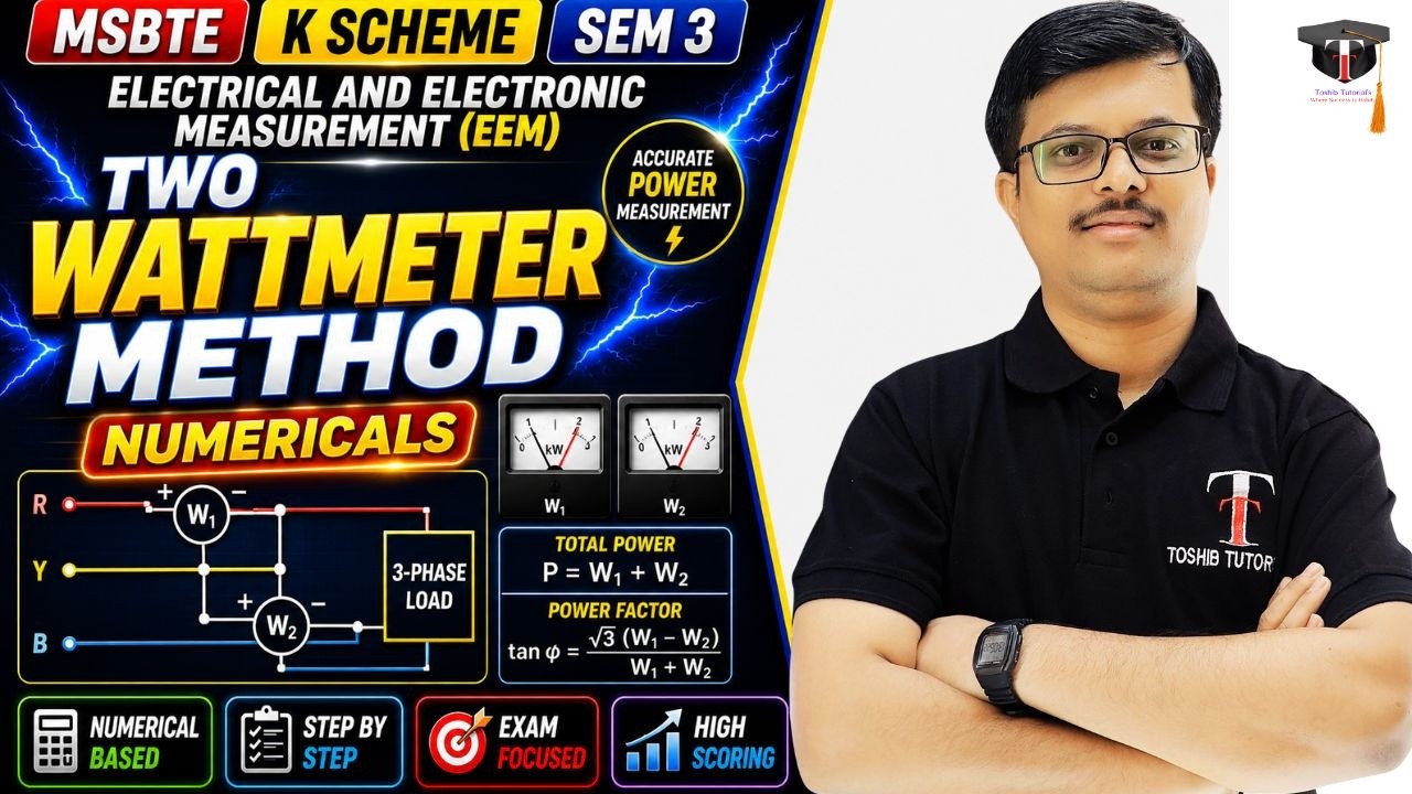 Two Wattmeter Method Numericals | EEM | SEM 3 | MSBTE | Toshib Tutorials
