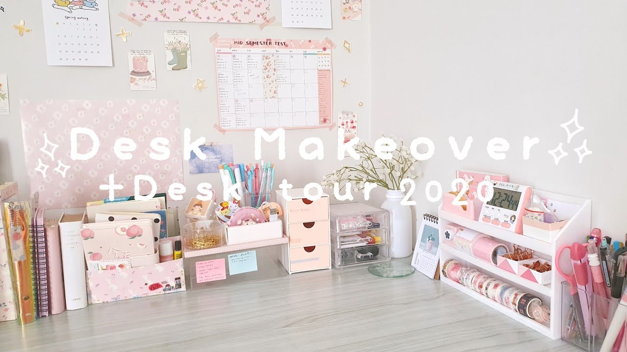 🌸 Desk Makeover + Desk Tour 2020 *aesthetic || Indonesia [Eng / Indo sub]🌸