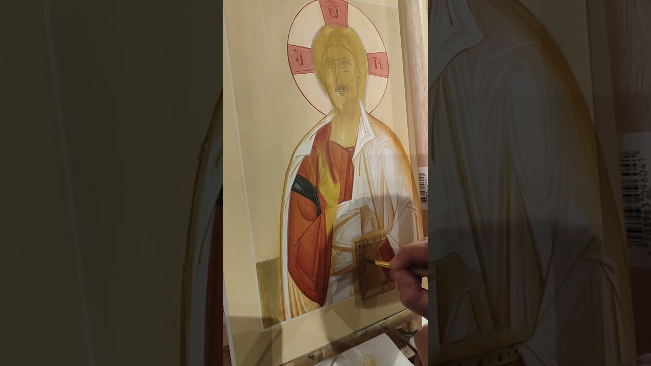 painting the icon of Jesus Christ. pt 3. face and ornaments.