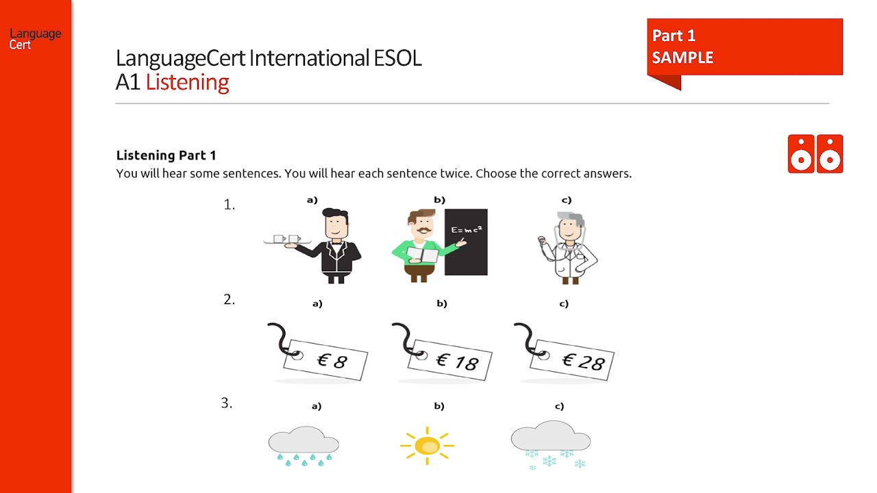 LanguageCert International ESOL Exploring A1 (Preliminary) Listening