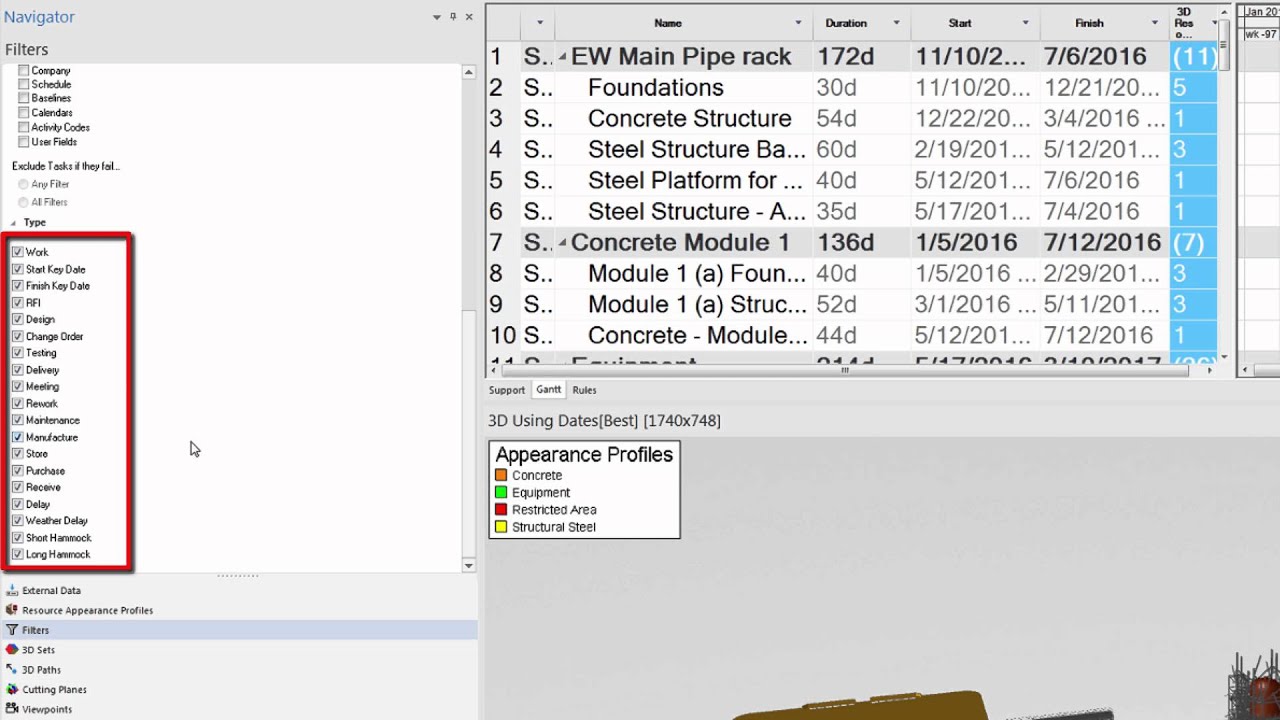 Filtering 3D objects in Synchro Pro