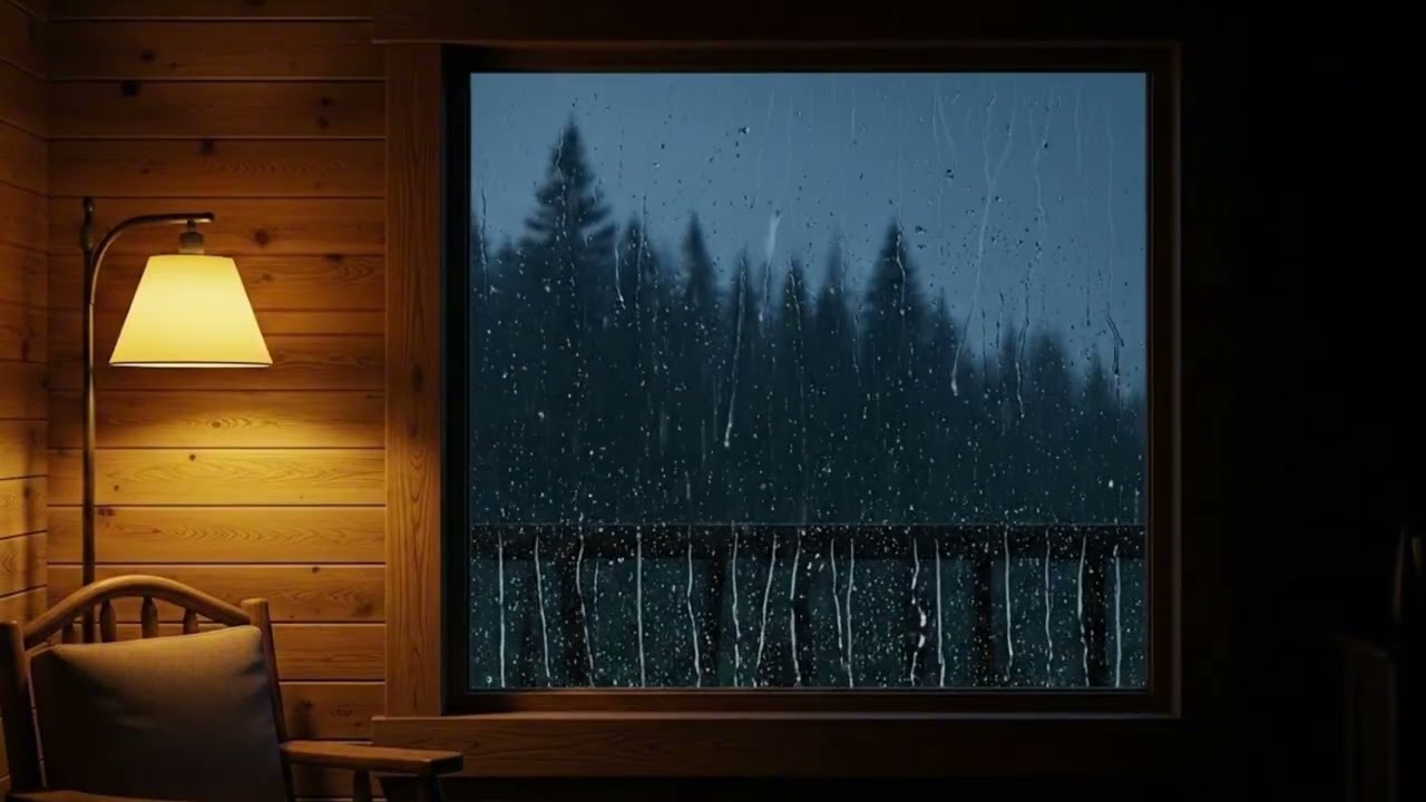 Cozy Cabin in Heavy Rain 🌲🌧️ Warm Lofi for Deep Sleep & Relaxation
