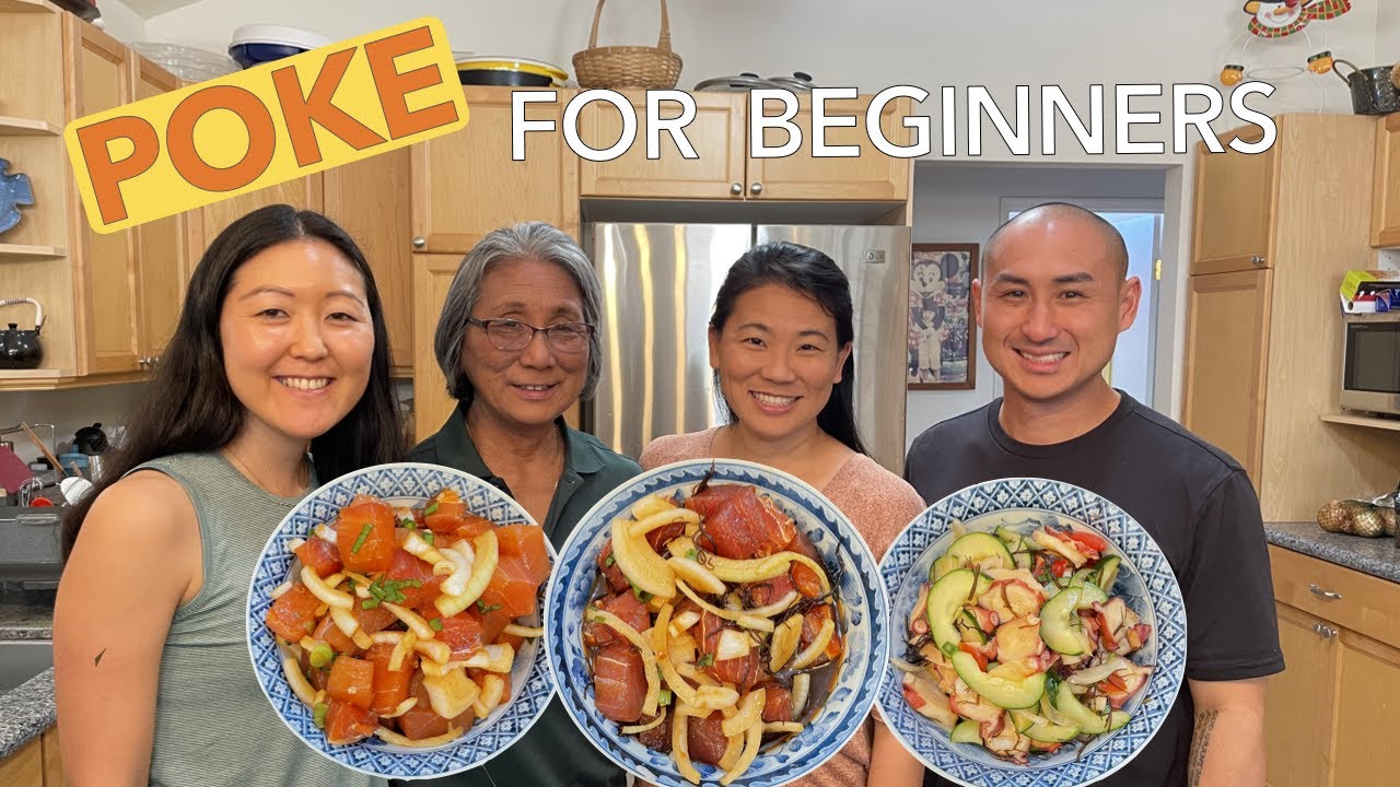 HOW TO MAKE POKE Simple Shoyu Ahi, Marlin, and Tako Poke Recipe with Ogo/Sashimi Fish Cutting