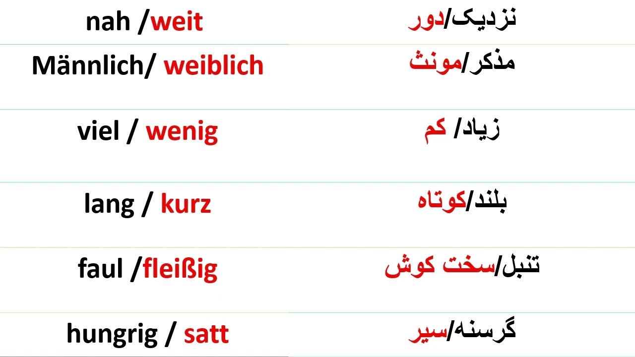 کلمات متضاد آلمانی که بدون اینها نمی شه آلمانی صحبت کرد