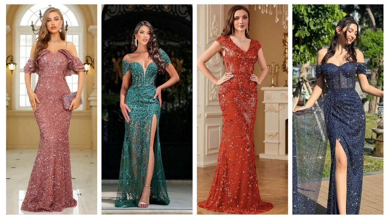 Women's elegant sequin sexy evening dresses for women long maxi wedding guest party dress 