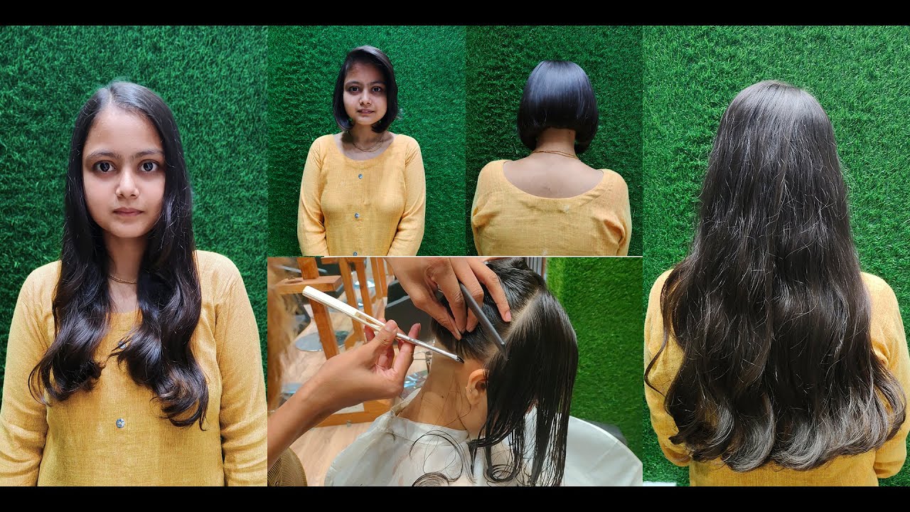 Long Hair on Floor | Long Hair To Short Bob Haircut With High Nape Clean | Pineapple Salon