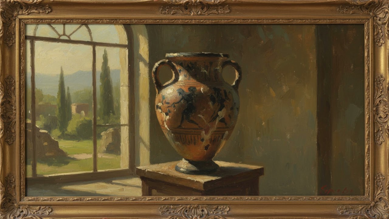 Antique Vase | Framed Oil Painting Classic Still Life Art 4K (1 Hour Relaxing Background)