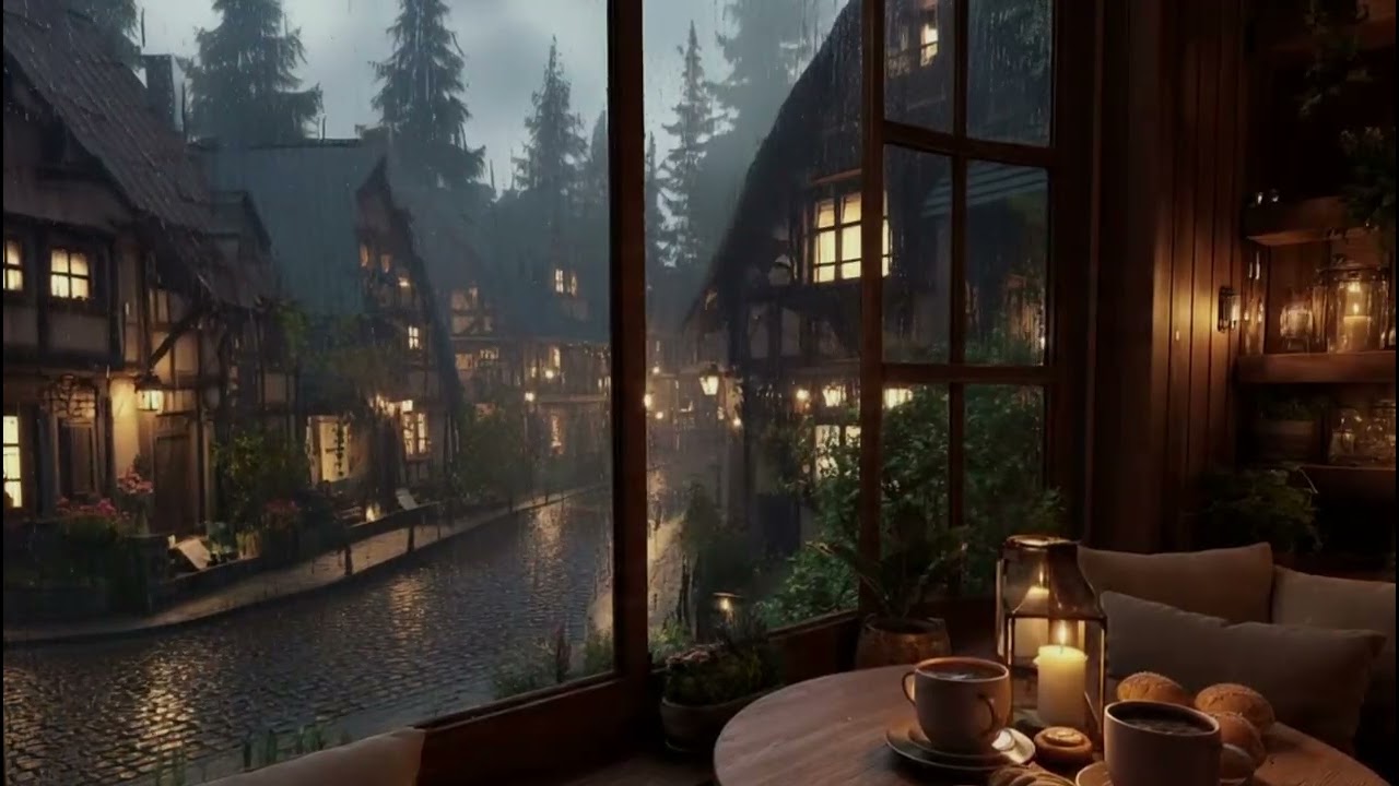 Calm Rainstorm at the Cabin Window 🌙 Piano Music for Deep Sleep