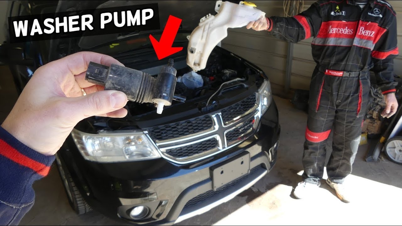 DODGE JOURNEY WINDSHIELD WASHER PUMP REPLACEMENT REMOVAL. FIAT FREEMONT