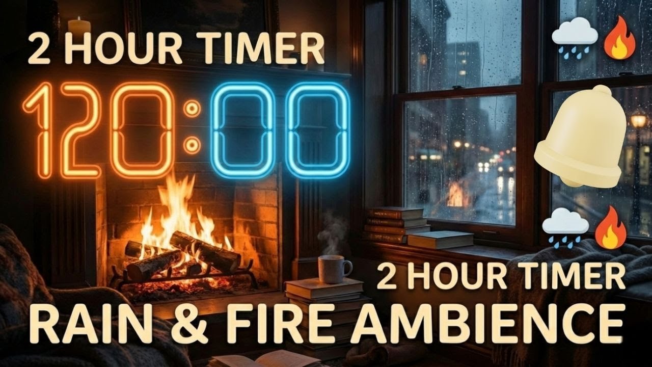 2 Saatlik Sayaç - Yağmur ve Şömine Sesiyle Kesintisiz Odaklanma - 120 Min Deep Work Timer