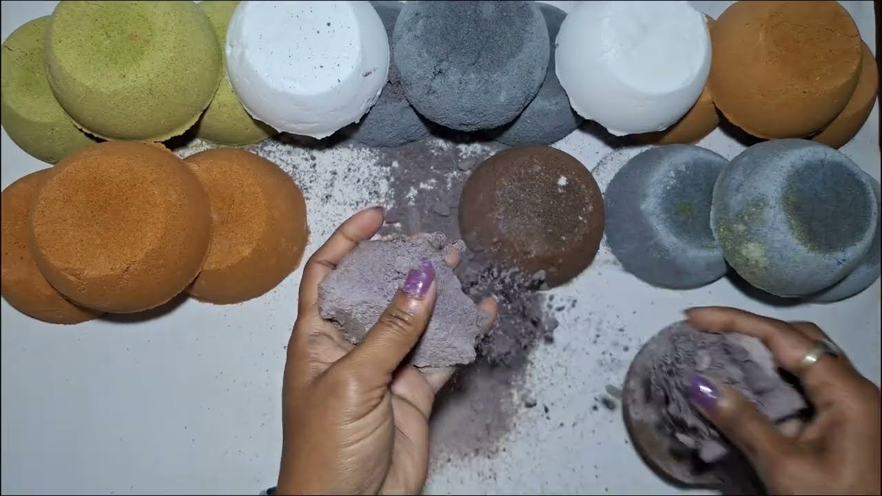 variety textures of baking soda crush ASMR
