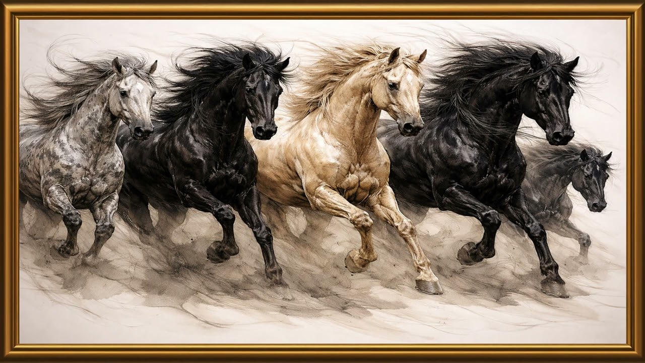 Five Horses Running | TV Frame 4K | 2 Hours |@tvframeart9