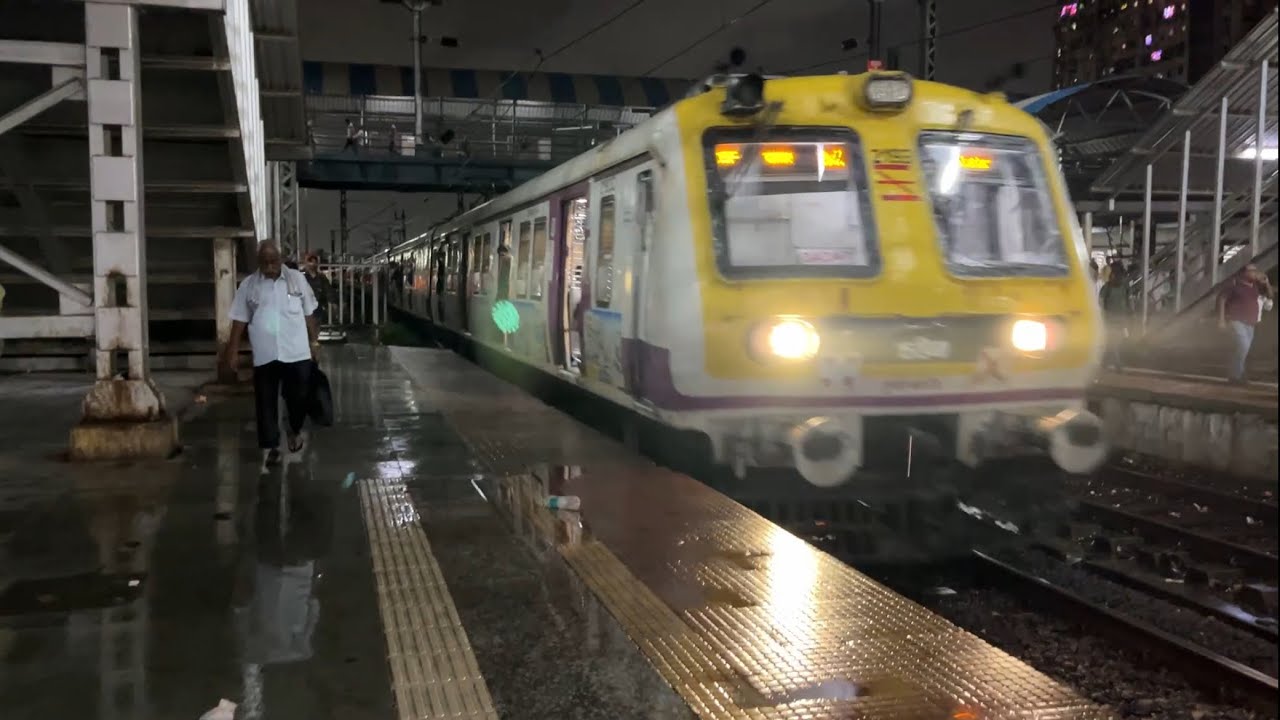 Kurla  Railways Station Night Action Back To Back Local Trains and Express Train 