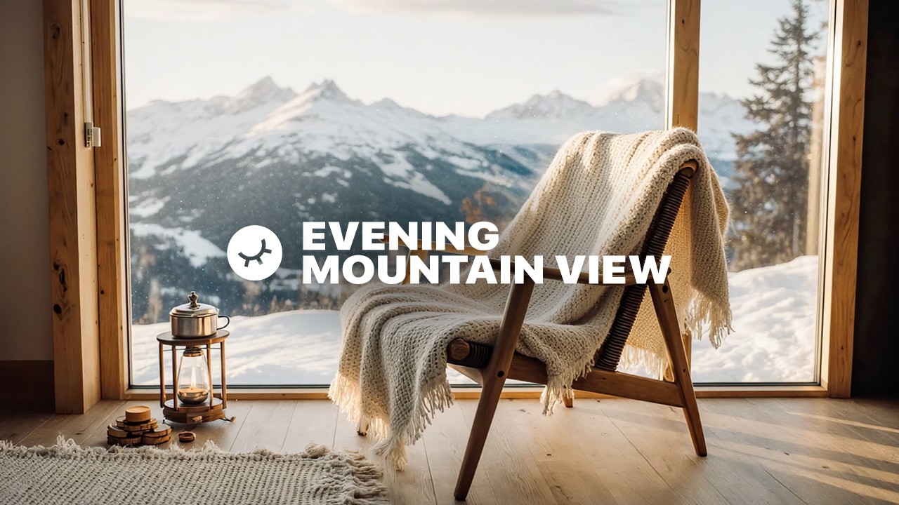 Cozy Evening Mountain View Ambience ⛰️  Relaxing Music for Relax, Sleep & Meditation | 3 Hours | 4K