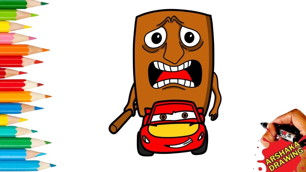 Drawing Tung Tung Sahur Anomali Attack Escape Lightning McQueen Easy #anomali #lightningmcqueen