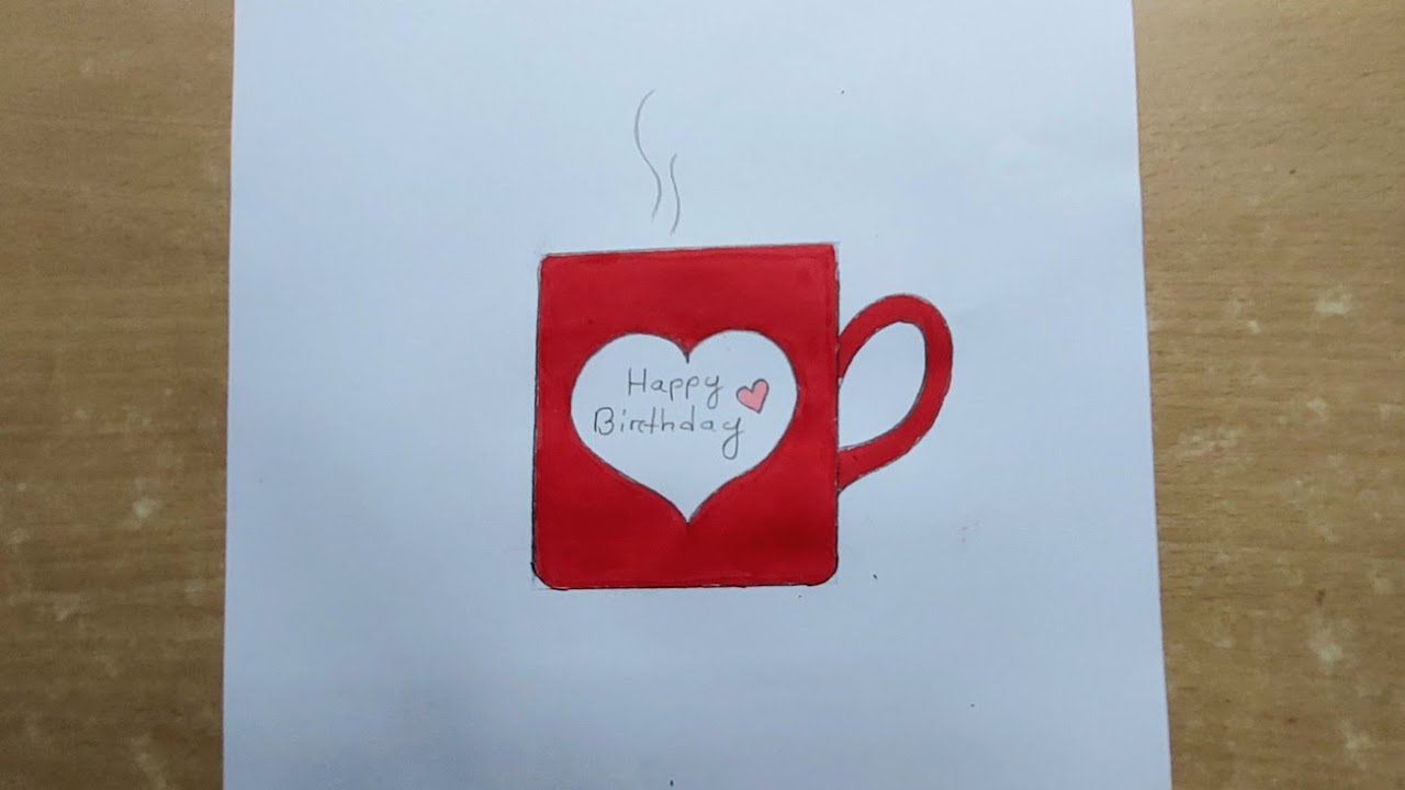 How to draw a mug | Happy birthday mug drawing and coloring | Cute mug drawing 