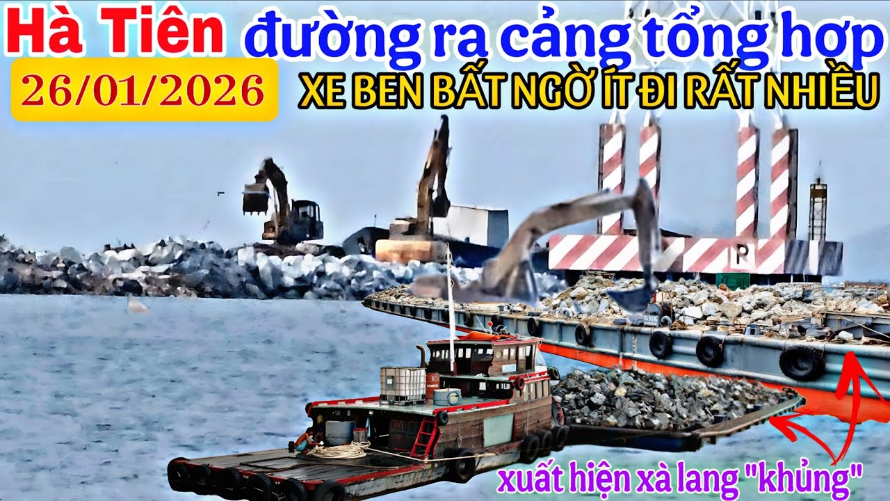 Hà Tiên HÔM NAY 26/01 đường xuyên biển BẤT NGỜ XUẤT HIỆN 2 SÀ LAN KHỦNG,XE BEN ÍT ĐI RẤT NHIỀU