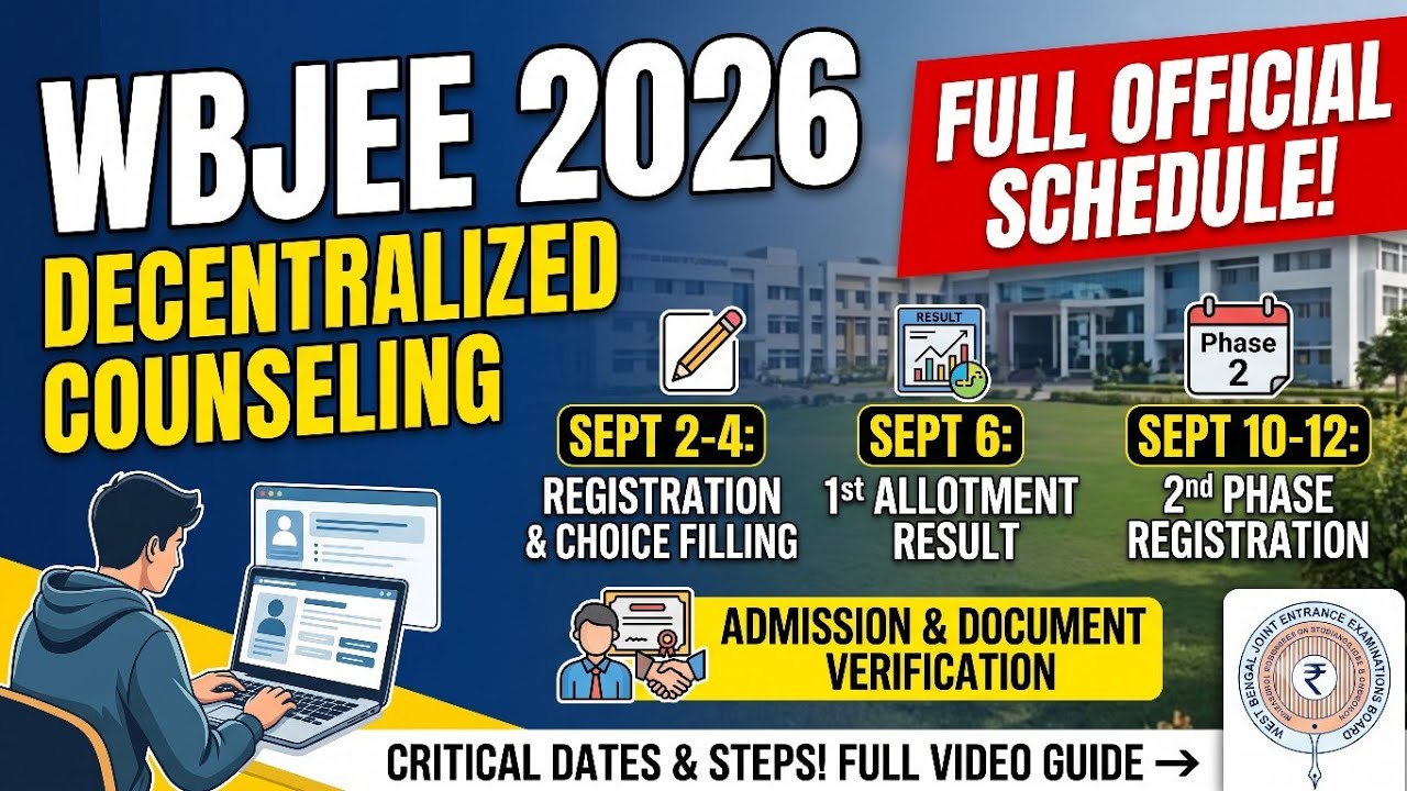 Wbjee Decentralized Counselling New Notice 🔥| NEW UPDATE| MUST SHOULD WATCH | WBJEE DC COUNSELLING