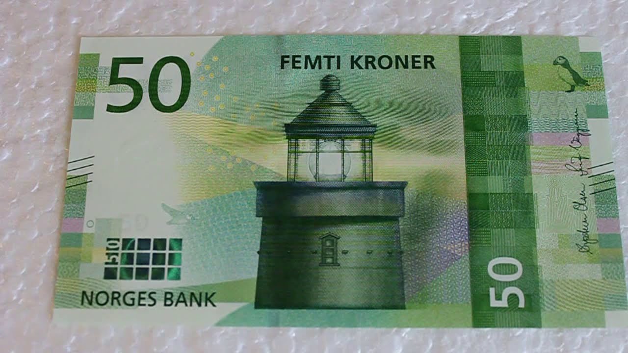 New 2019 50 Norway Krone Banknote with Lighthouse