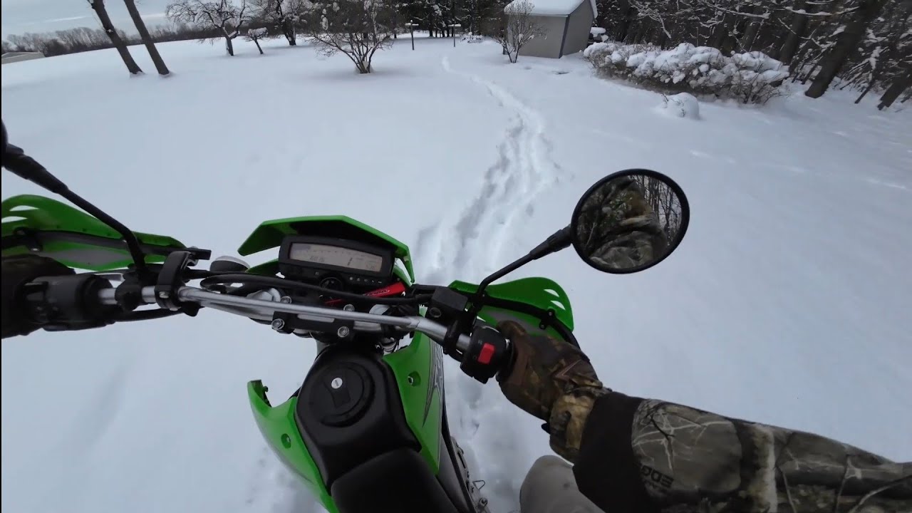 First time riding my KLX250 through the snow. Will I survive?!