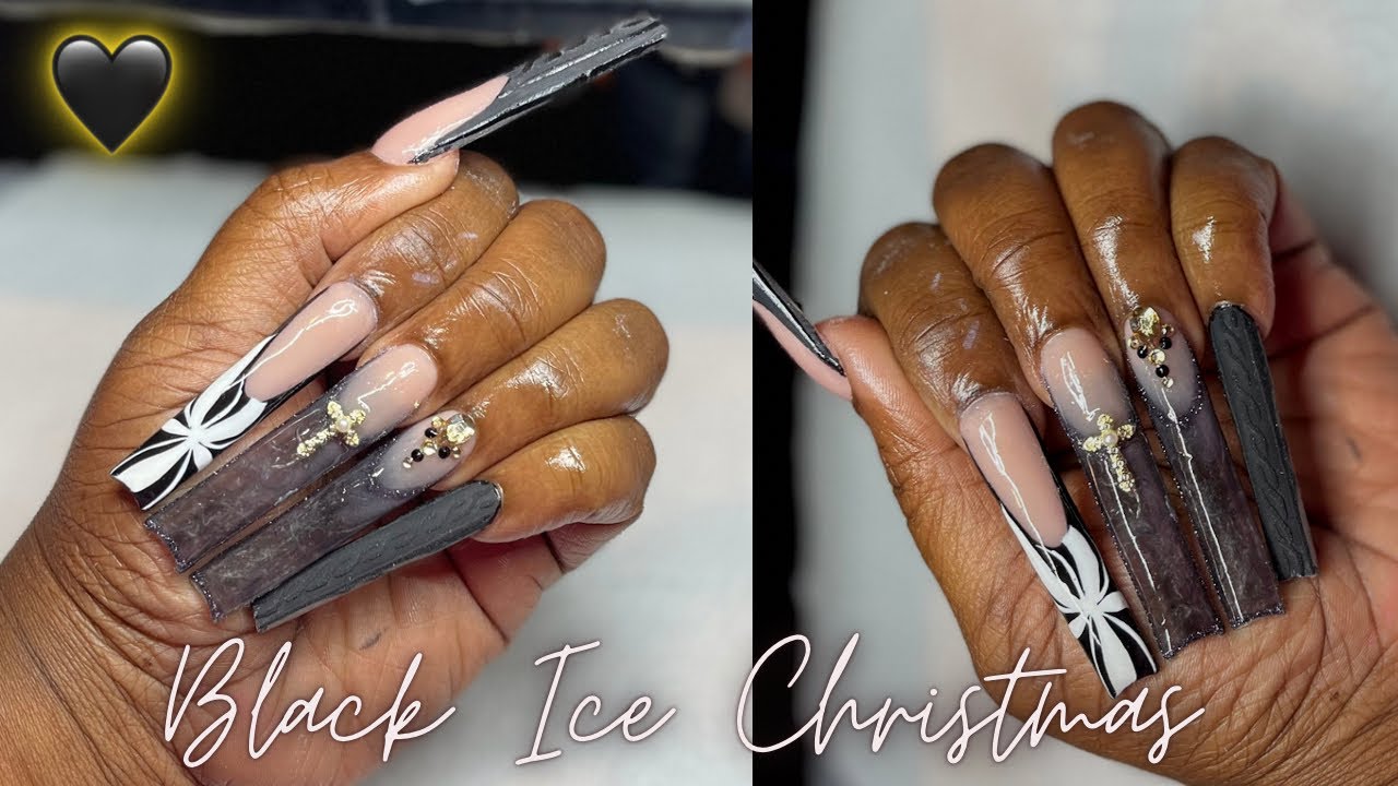 Black Ice Nails | Crack Ice Method | Watch Me Work #tutorial #christmas #nailart #beginners #nail