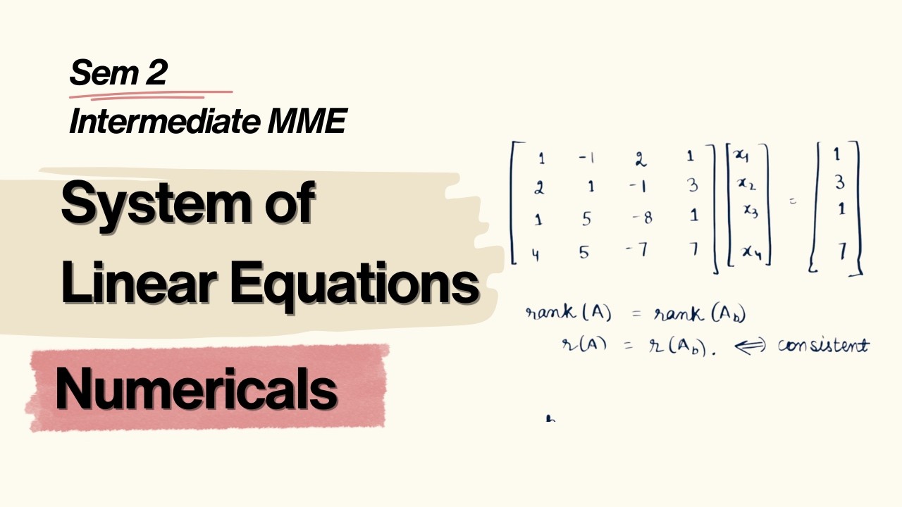 Unit 1 | Linear Algebra | System of Linear Equations | Sem 2 | Intermediate MME | BA Hons Economics