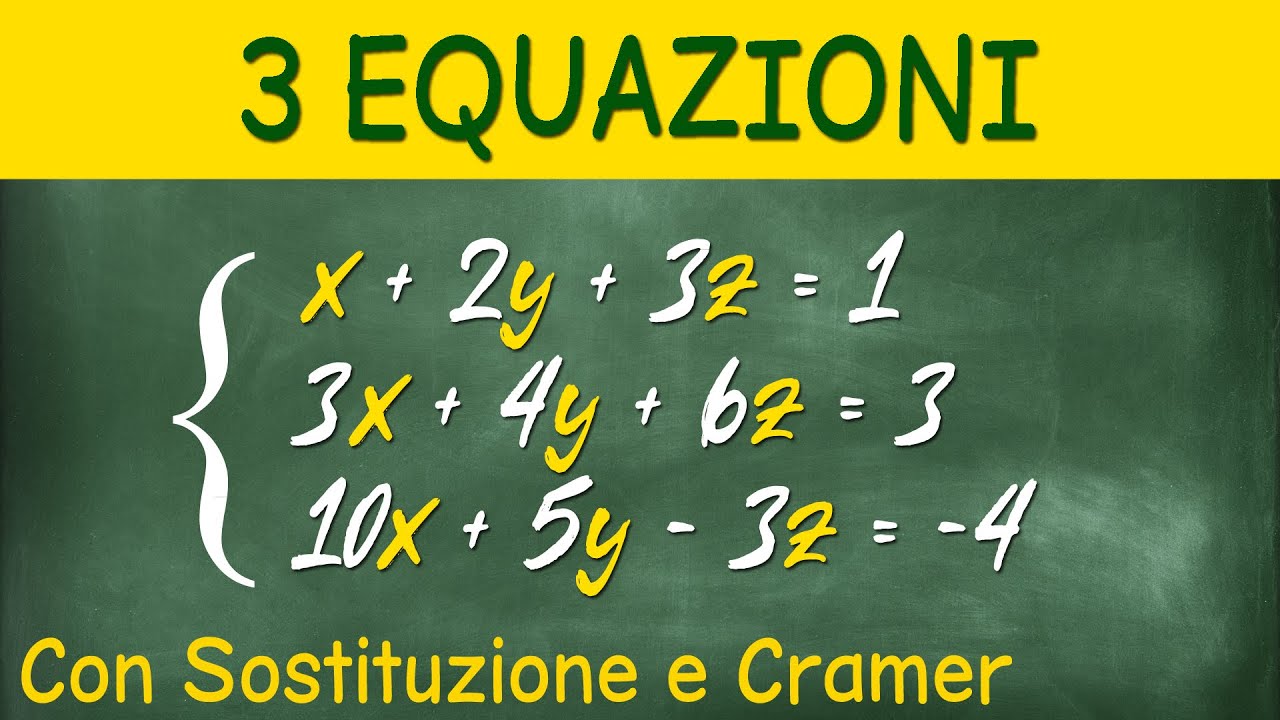 Sistemi di 3 Equazioni in 3 Incognite - Sostituzione e Cramer -  2 Esercizi Svolti