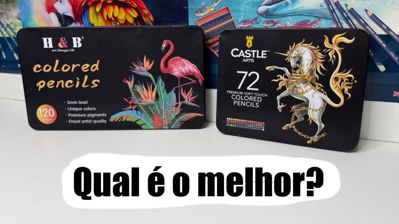 Esses dois lapis de cor são super parecidos - Saiba o porque - H&B 120 cores VS Castle 72 cores
