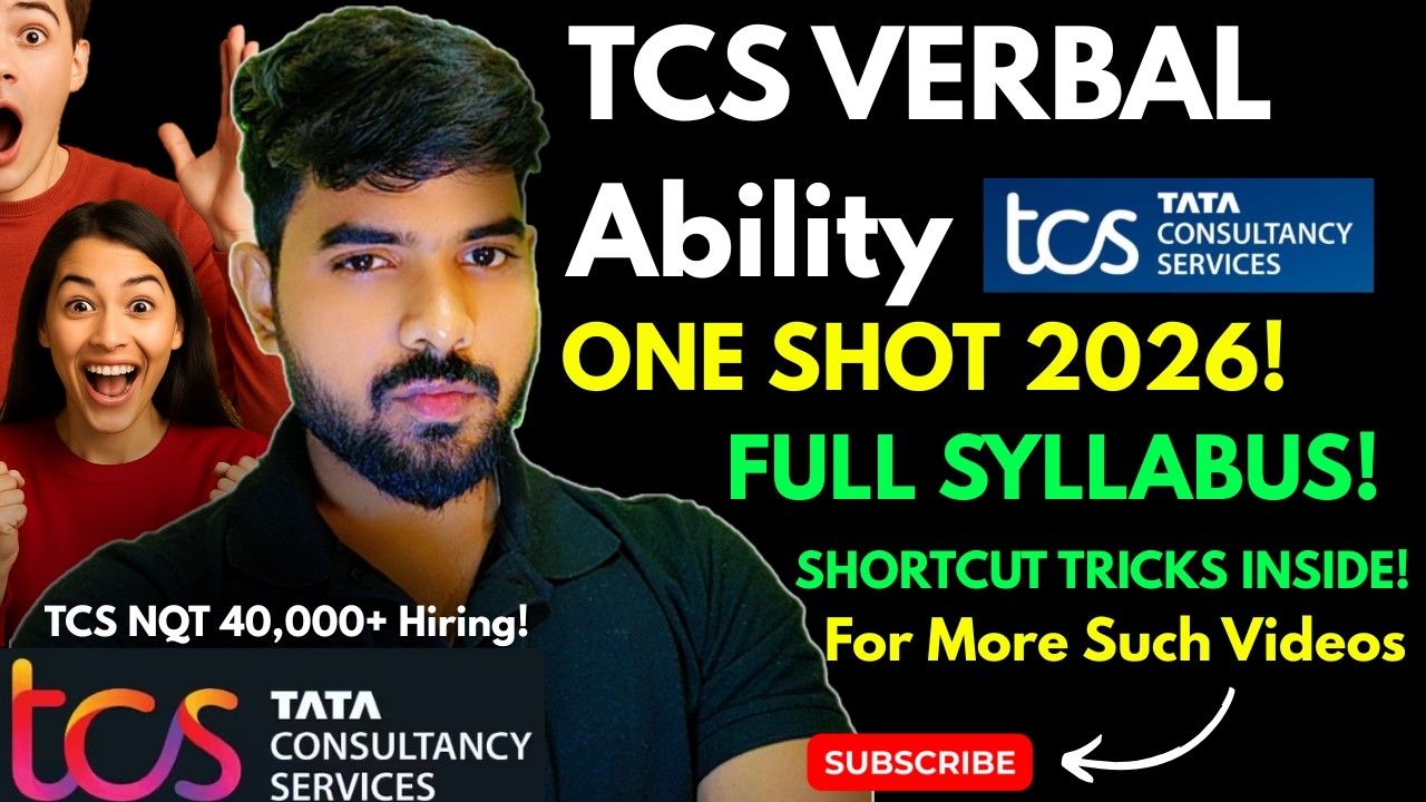 TCS NQT 2026 Verbal Ability One Shot | Full Syllabus + Important Topics