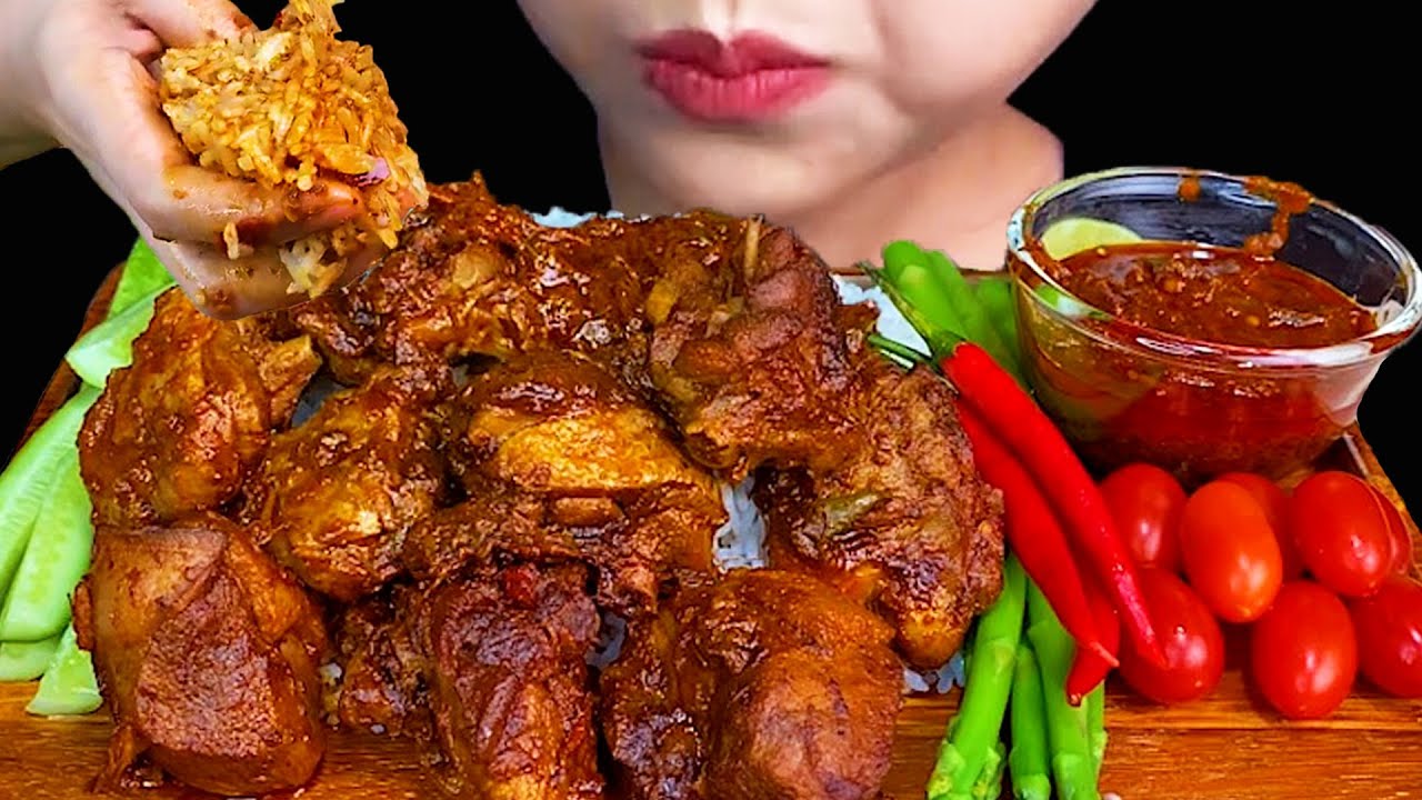 MUKBANG EATING||SPICY DUCK CURRY & WHITE RICE