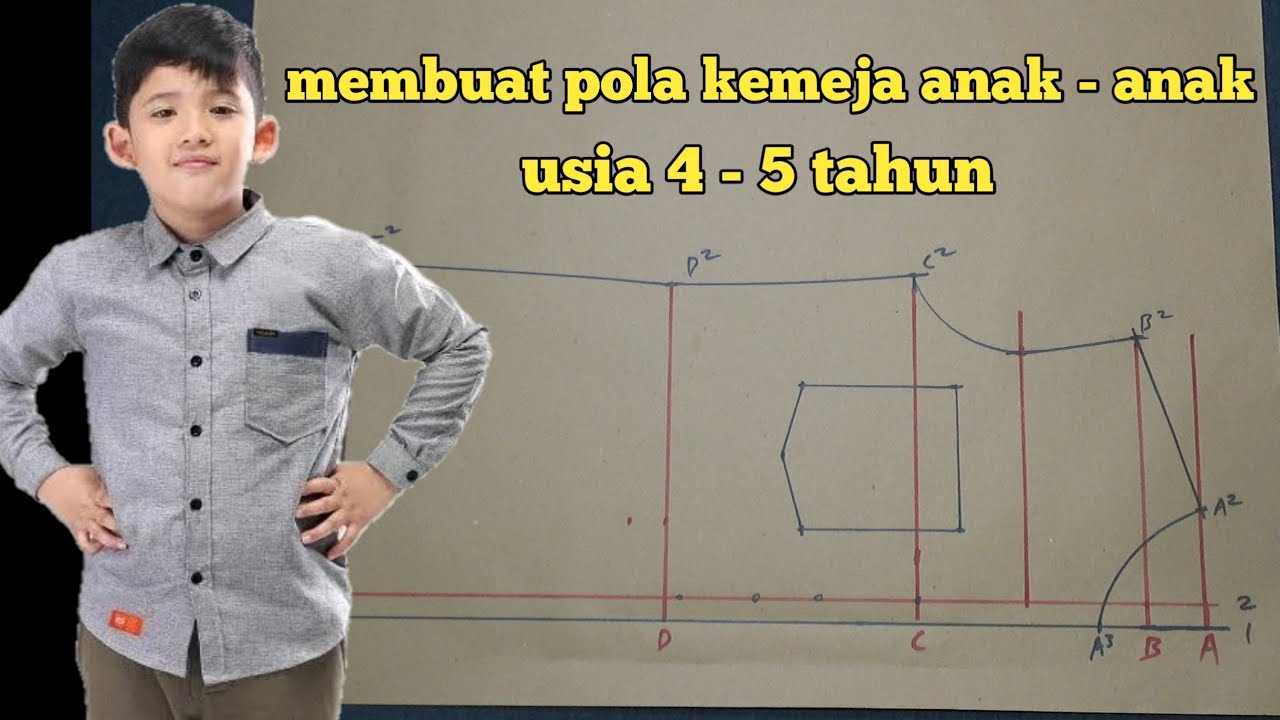 membuat pola kemeja anak usia 4 - 5 tahun