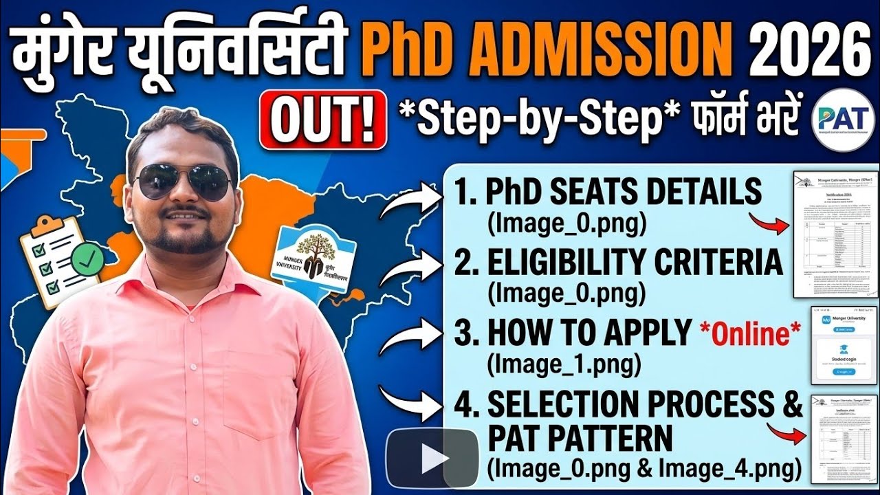 Munger university Phd admission notification out 2026,munger university Phd seats, eligibility #phd