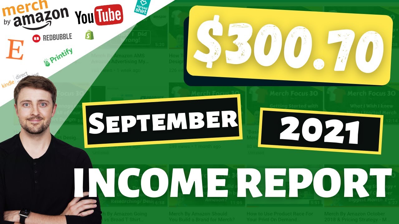 Passive Income Report 💸 - Merch, Print on Demand, YouTube - September 2021