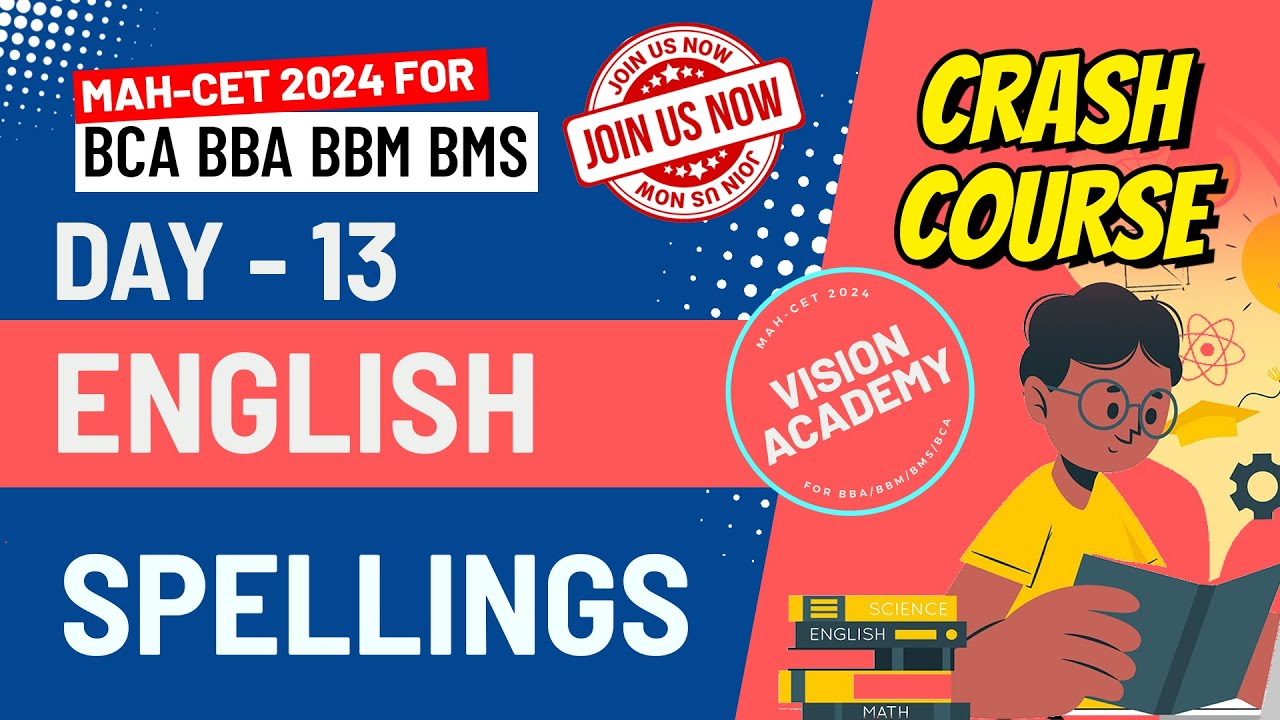 English Spellings| Day 13 | MAH CET 2024 for BCA BBA BMS BBM 🚀 FREE Crash Course