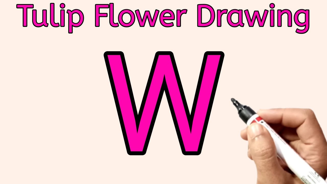 Tulip Flower Drawing Easy | How To Draw Tulip Flower From Letter w