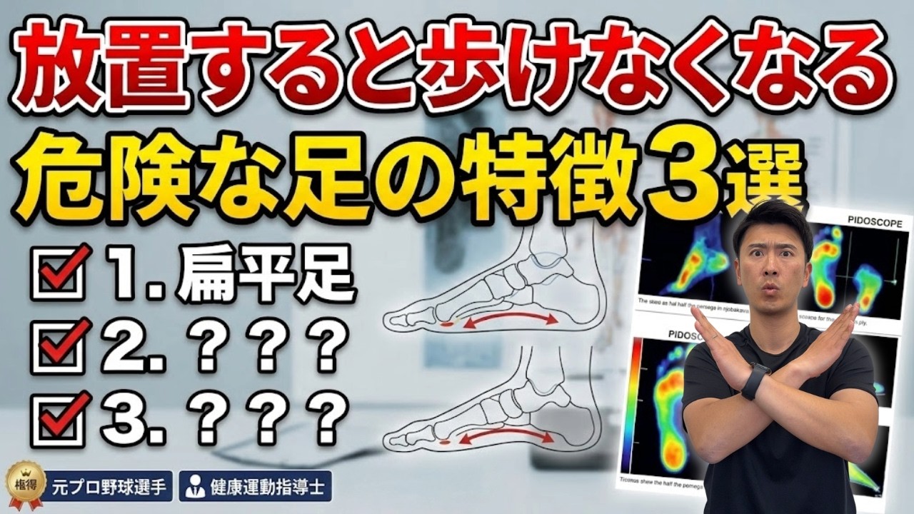 【足の専門家が警告】将来歩けなくなる足の特徴3選（外反母趾・浮き指・扁平足）
