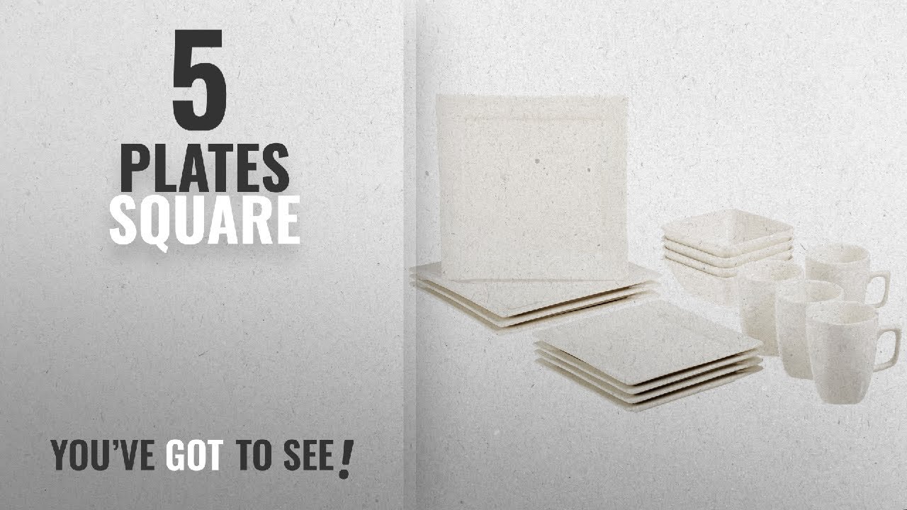 Best Plates Square [2018]: AmazonBasics 16-Piece Classic White Dinnerware Set, Square, Service for