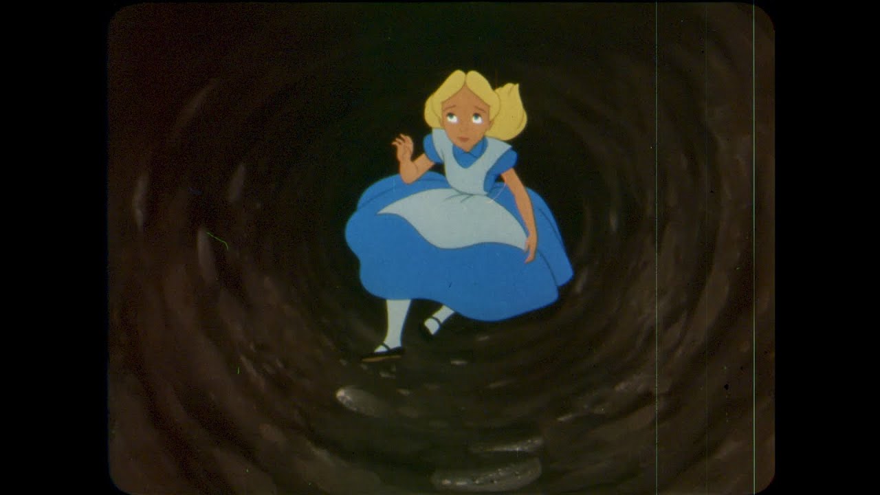 Alice in Wonderland 1951 Alice falls down the rabbit hole 35mm film scan