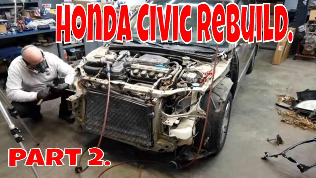 Honda Civic rebuild part 2. Collision repair how to.
