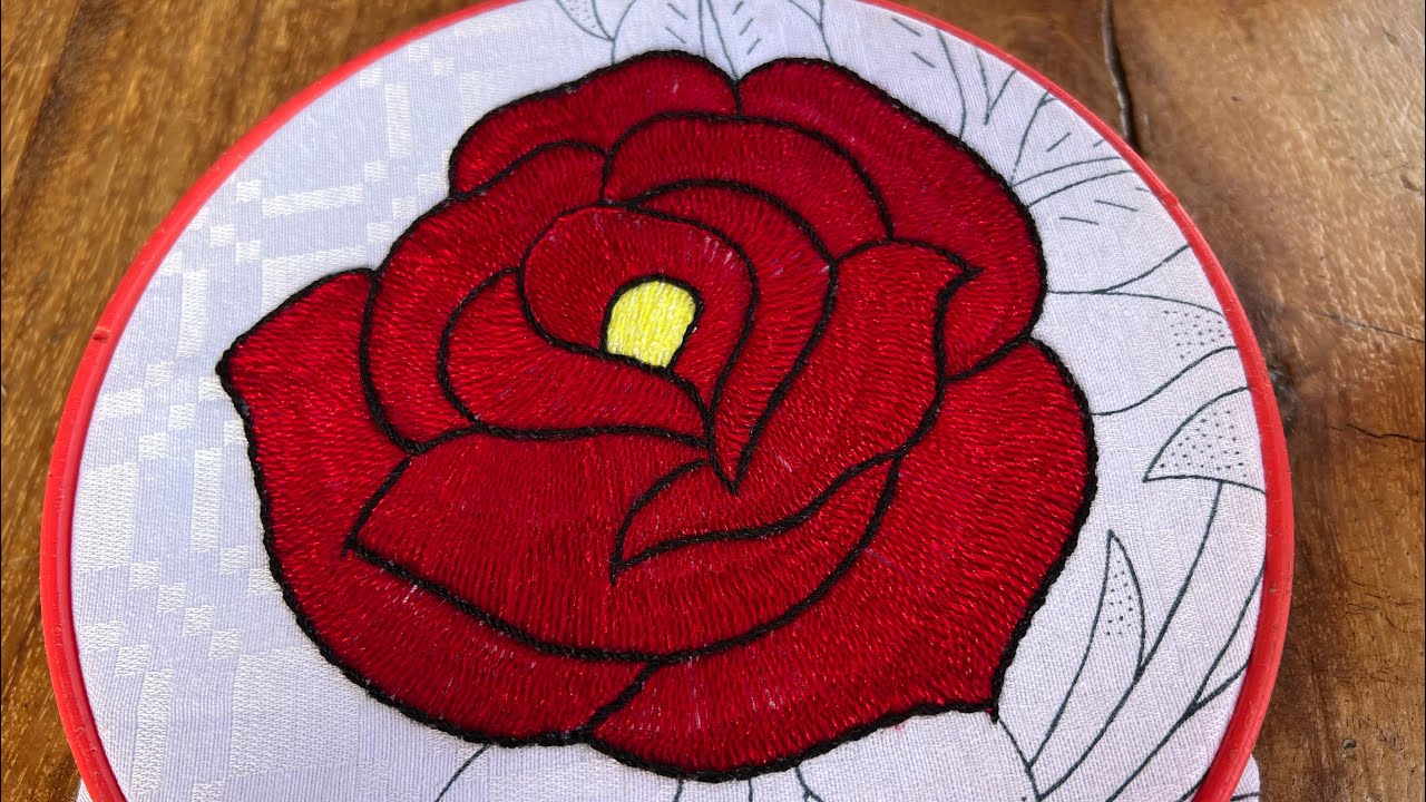PUNTADA DE RELLENO PARA ROSAS 🌹Como bordar una rosa @tusideasenbordados 