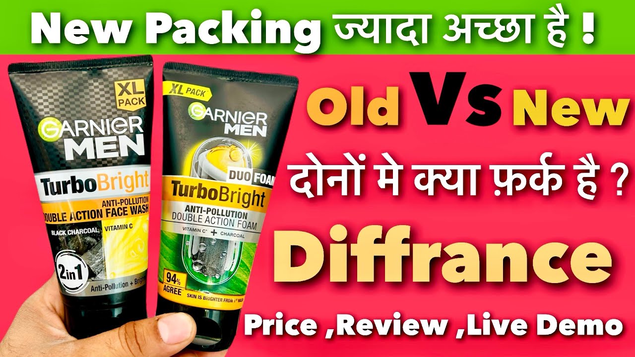 Garnier Men Duo Foam Turbo Bright Anti Pollution Double Action Foam | Old VS New