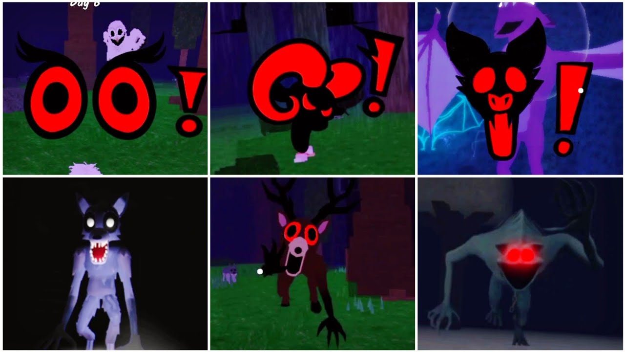 ROBLOX l 99 nights in the forest jumpscares & more different versions 