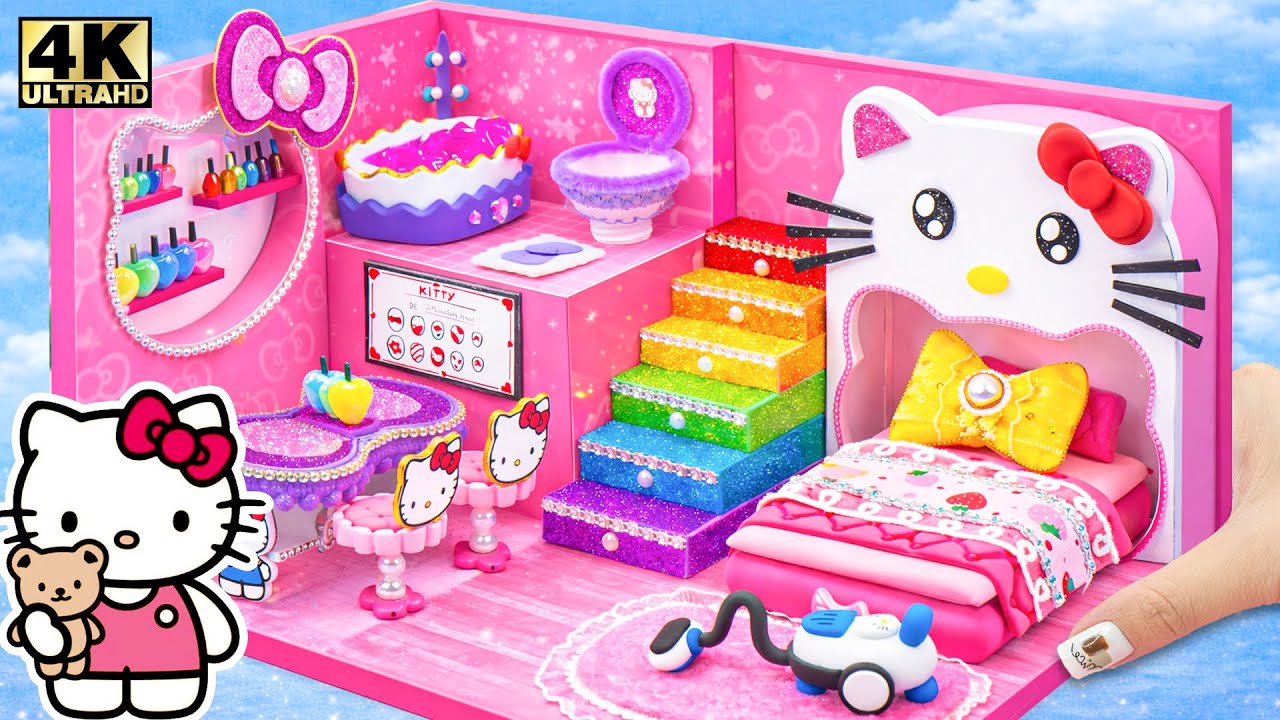 Create Hello Kitty Fantasy House for Two with Rainbow Stairs & Sweet Rooms ✨ DIY Miniature House