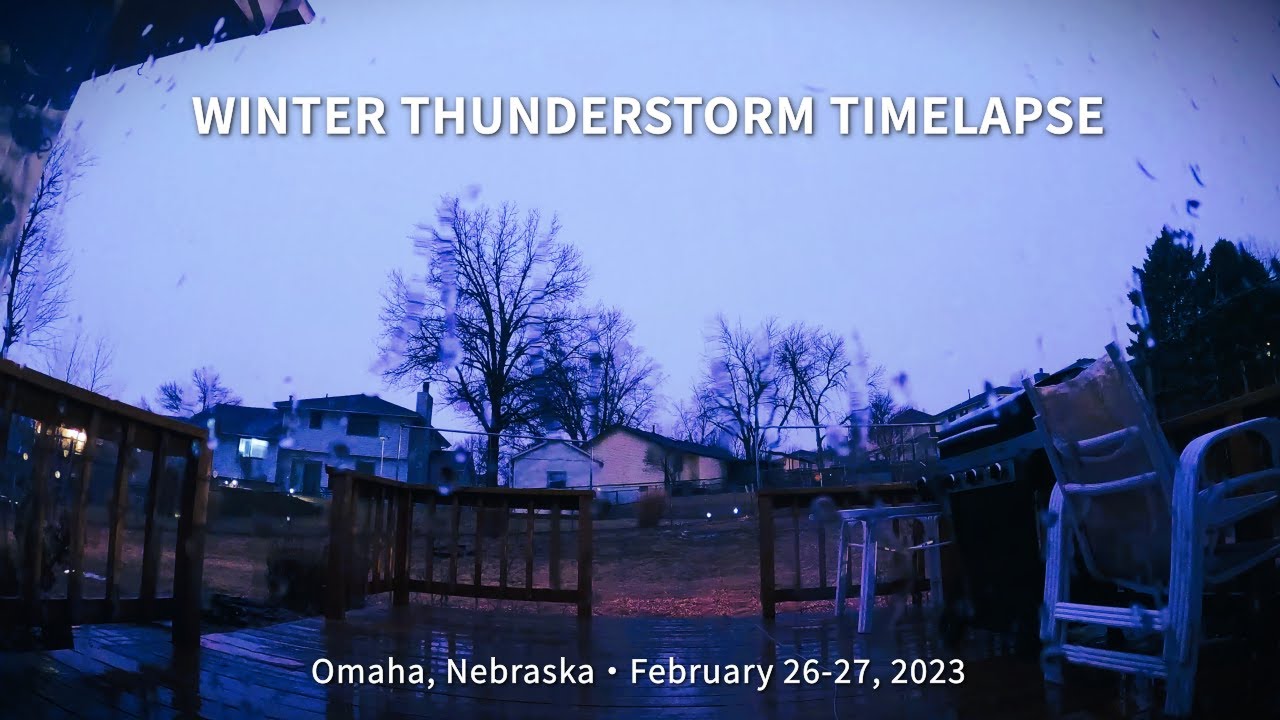 Winter Thunderstorm Time Lapse • Fog‑Lit Lightning & Asperitas – Feb 26–27, 2023
